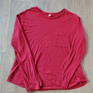 🔥4/$20 BP. Red Long Sleeve Cotton Modal Tee with Chest Pocket